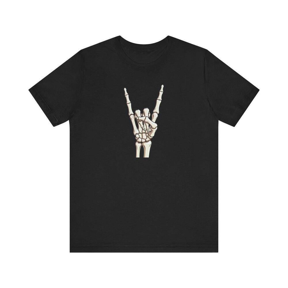 Spooky Scary Skeleton Hand Tee Halloween Skull Rock T-Shirt